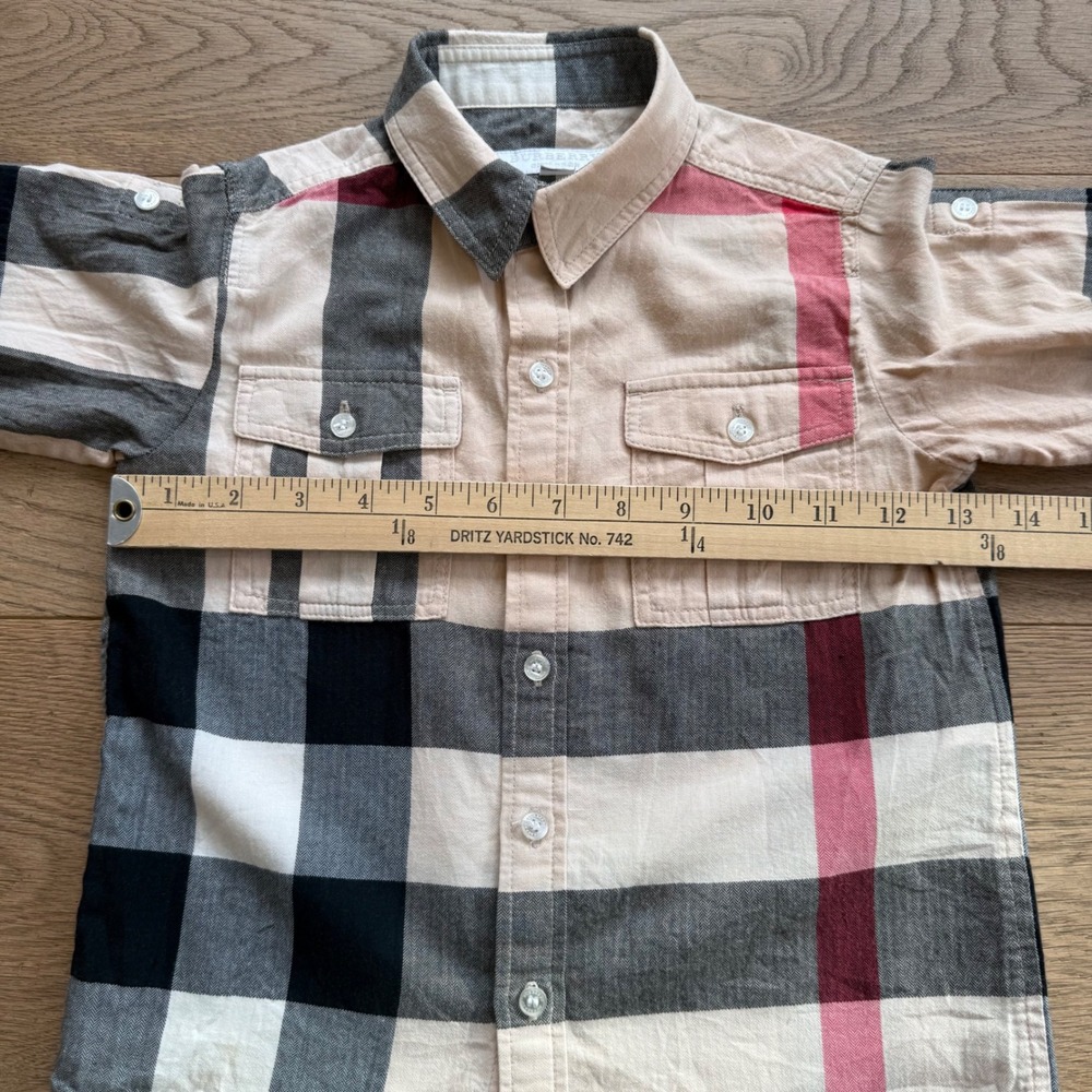 Burberry Children Boys Mega Check Button Down Shirt Beige 4Y 104cm Long Sleeve - Picture 6 of 11